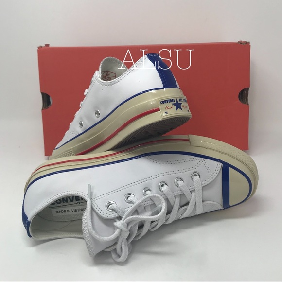 Converse Shoes - Converse Chuck 70 OX Leather White Blue W AUTHENT